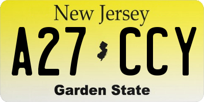 NJ license plate A27CCY
