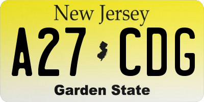 NJ license plate A27CDG