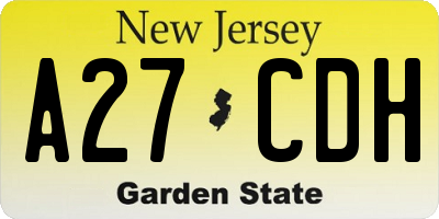 NJ license plate A27CDH