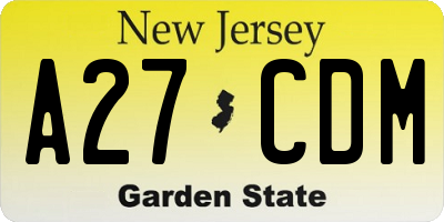 NJ license plate A27CDM