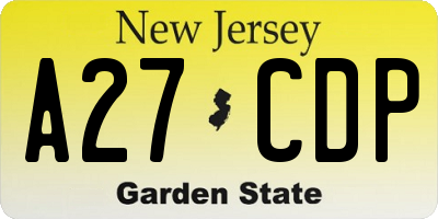 NJ license plate A27CDP