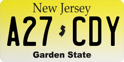 NJ license plate A27CDY