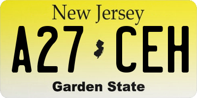 NJ license plate A27CEH