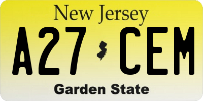 NJ license plate A27CEM