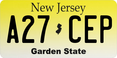 NJ license plate A27CEP