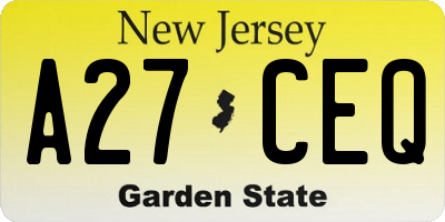 NJ license plate A27CEQ