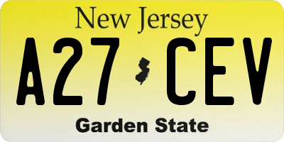 NJ license plate A27CEV