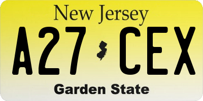 NJ license plate A27CEX