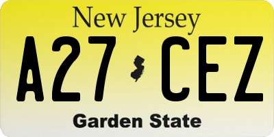 NJ license plate A27CEZ