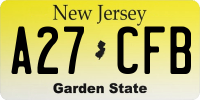 NJ license plate A27CFB