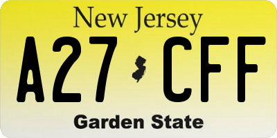 NJ license plate A27CFF