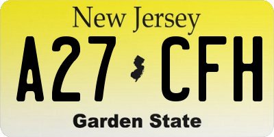 NJ license plate A27CFH