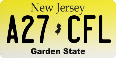 NJ license plate A27CFL