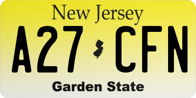 NJ license plate A27CFN