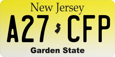 NJ license plate A27CFP
