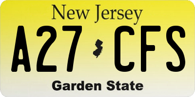 NJ license plate A27CFS