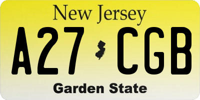 NJ license plate A27CGB