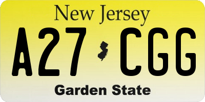 NJ license plate A27CGG