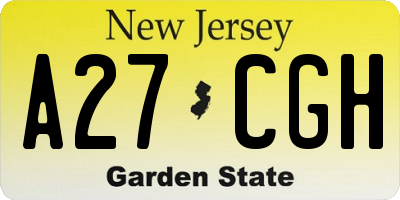 NJ license plate A27CGH