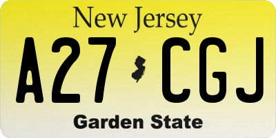 NJ license plate A27CGJ