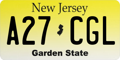 NJ license plate A27CGL