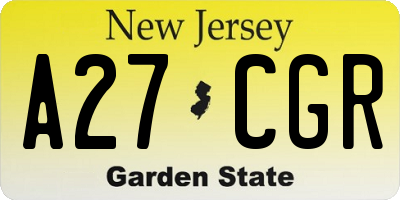 NJ license plate A27CGR
