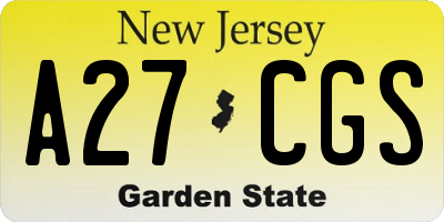 NJ license plate A27CGS