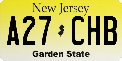 NJ license plate A27CHB