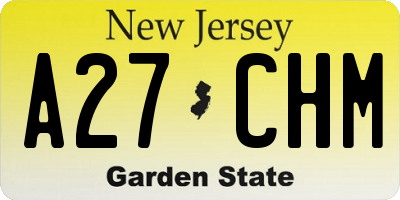 NJ license plate A27CHM
