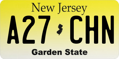 NJ license plate A27CHN
