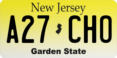 NJ license plate A27CHO