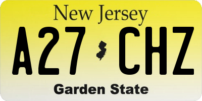 NJ license plate A27CHZ