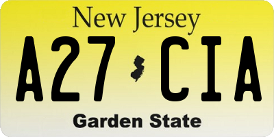 NJ license plate A27CIA
