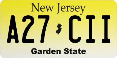 NJ license plate A27CII