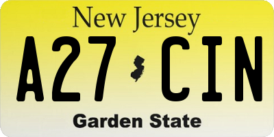 NJ license plate A27CIN