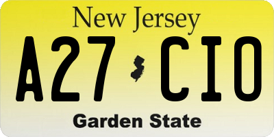 NJ license plate A27CIO