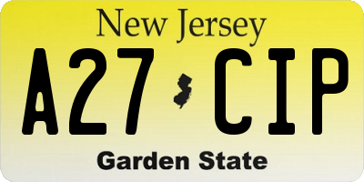 NJ license plate A27CIP