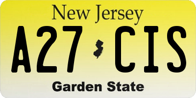 NJ license plate A27CIS