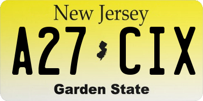 NJ license plate A27CIX