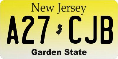 NJ license plate A27CJB