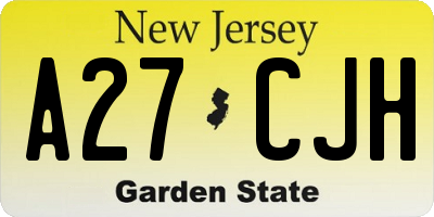 NJ license plate A27CJH