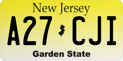 NJ license plate A27CJI