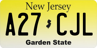 NJ license plate A27CJL