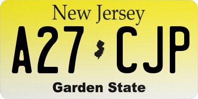 NJ license plate A27CJP