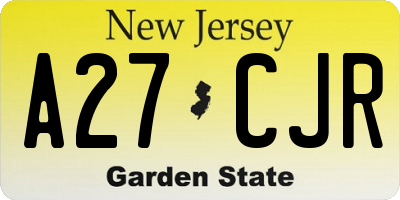 NJ license plate A27CJR