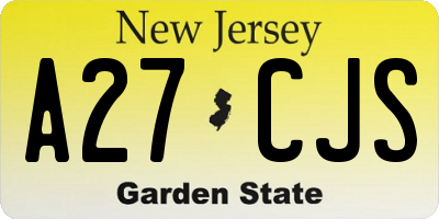 NJ license plate A27CJS