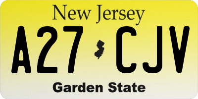 NJ license plate A27CJV