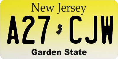 NJ license plate A27CJW
