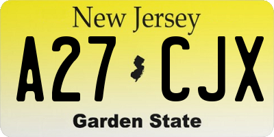 NJ license plate A27CJX