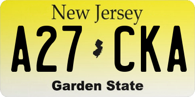 NJ license plate A27CKA